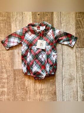 NEW Southern Darlin’ Smocks 3 m plaid bubble romper